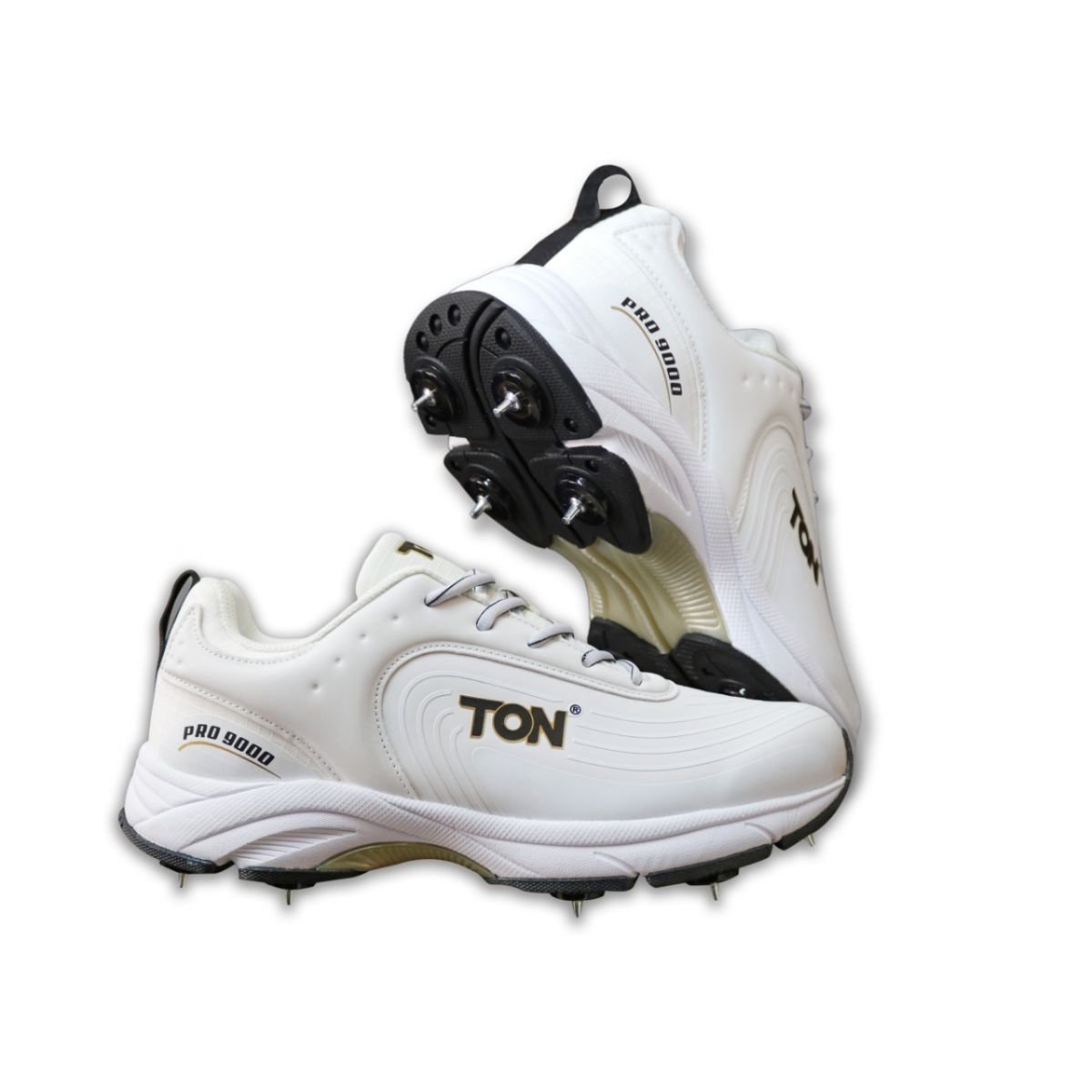 ton-pro-9000-cricket-spike-shoes-white-and-black